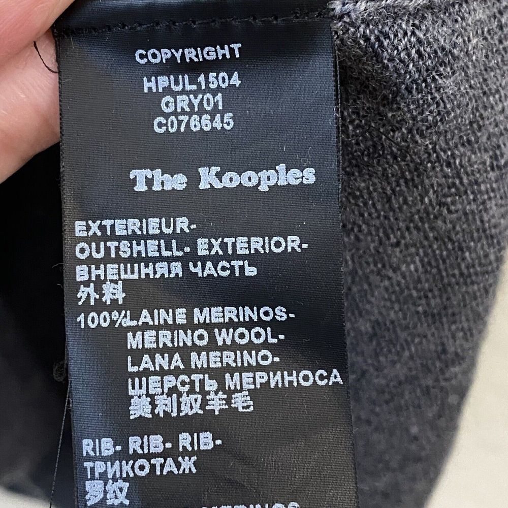 The Kooples Sweatshirt Womens Medium Wool Pullover Floral Embroidered Gray - Picture 8 of 9